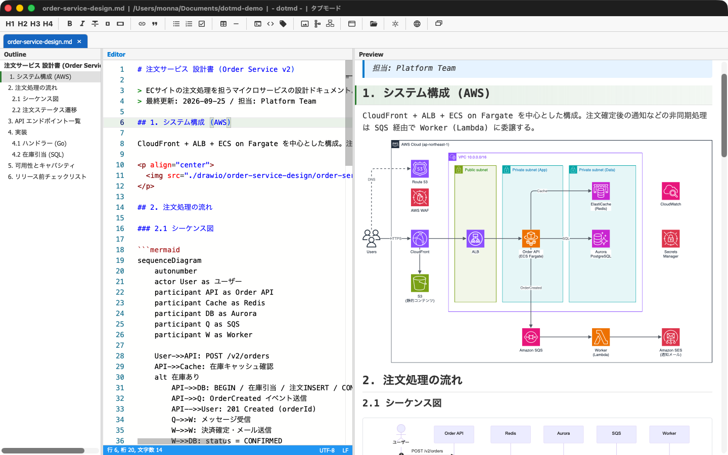 dotmd アプリケーションのスクリーンショット