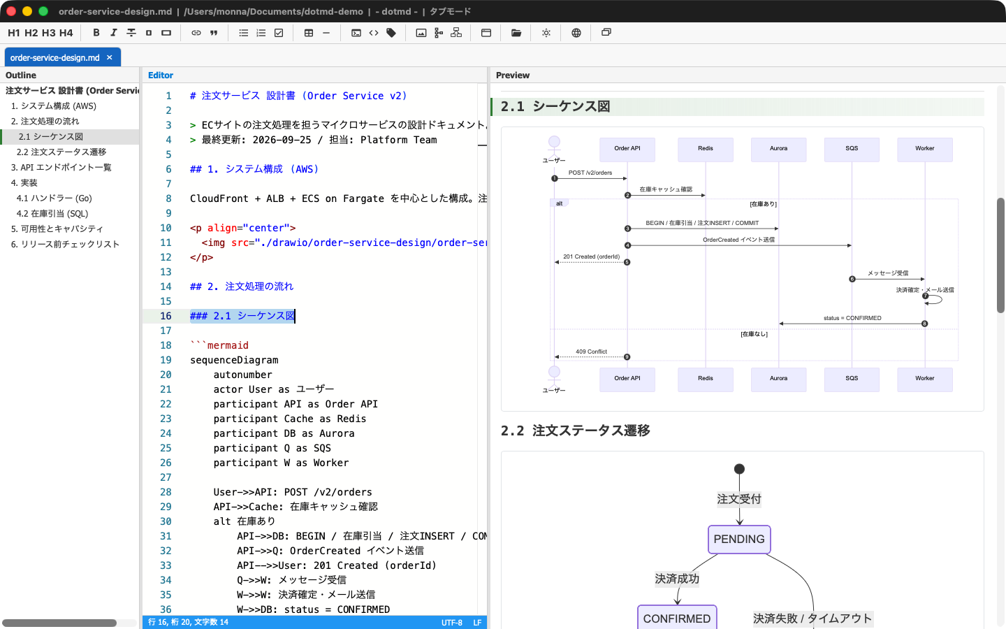 dotmd アプリケーションのスクリーンショット