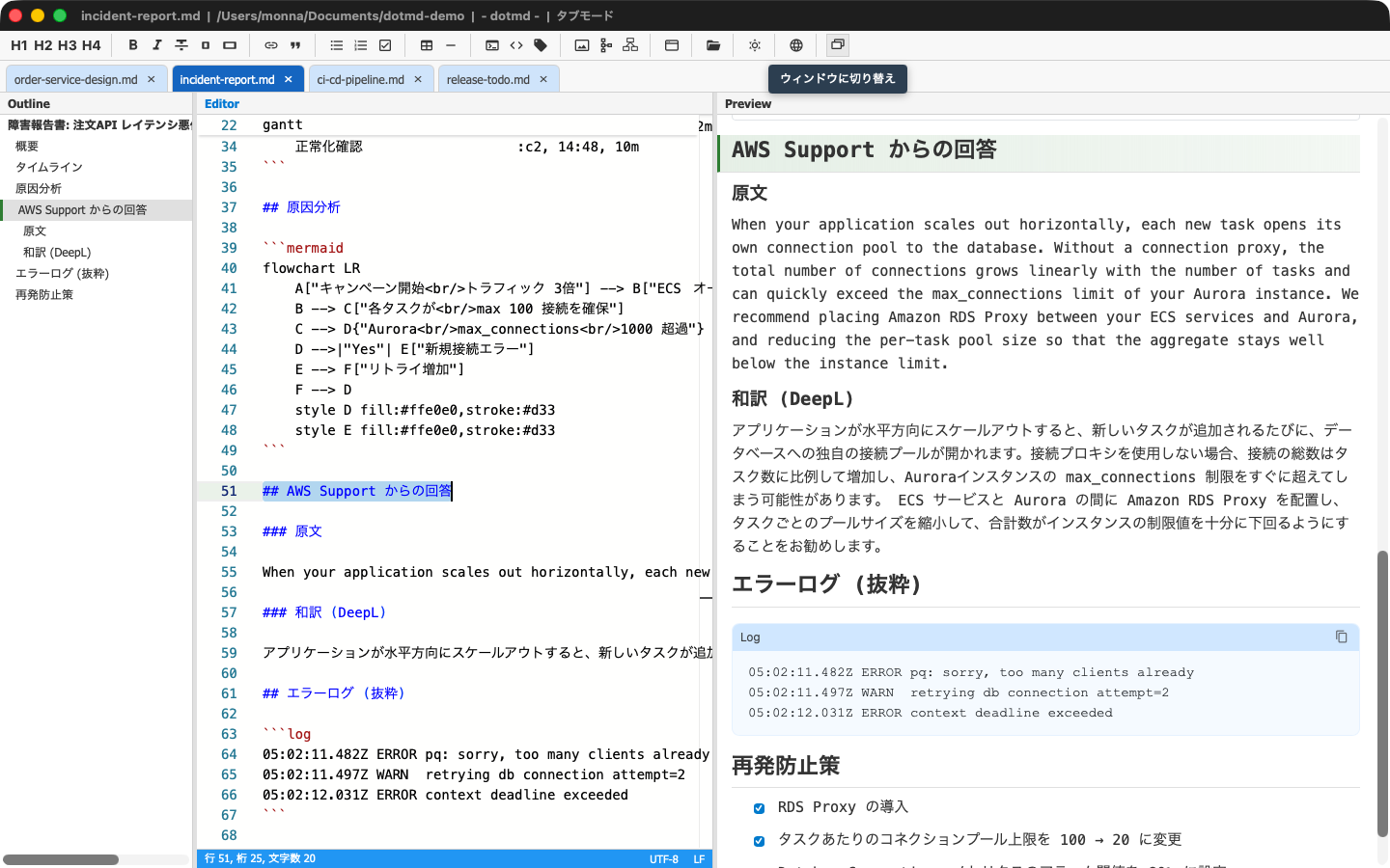 dotmd アプリケーションのスクリーンショット