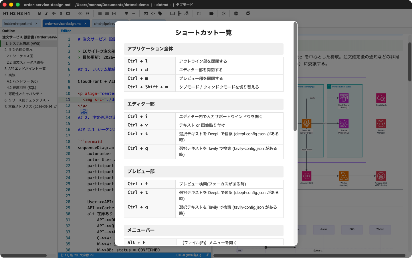dotmd アプリケーションのスクリーンショット